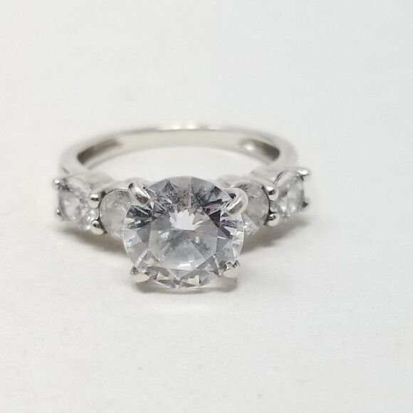 Vintage Sterling Silver Sparkly CZ Ring, Size 5 Band, Engagement Promise - Picture 9 of 10
